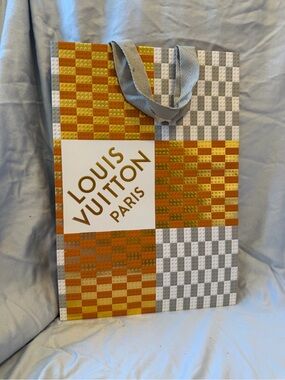 Louis Vuitton Gold & Gray Checker Gift Bag